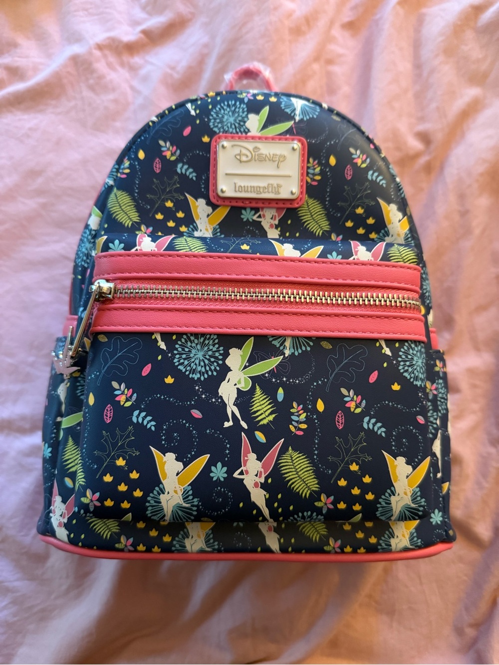 Loungefly Disney’s Tinker Bell Pink & Navy All Over Print Backpack